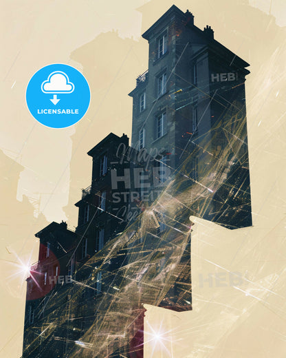 Vitry-sur-Seine Skyline Double Exposure Composite Poster - A building with a light shining on it