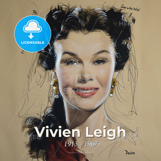 Vivien Leigh, 1913 - 1967, British actress - A Drawing Of A Woman Print Template