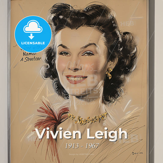 Vivien Leigh, 1913 - 1967, British actress - A Painting Of A Woman Print Template