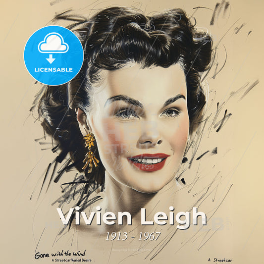 Vivien Leigh, 1913 - 1967, British actress - A Drawing Of A Woman Print Template