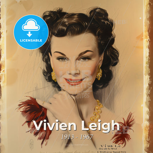 Vivien Leigh, 1913 - 1967, British actress - A Woman With Her Hand On Her Chin Print Template