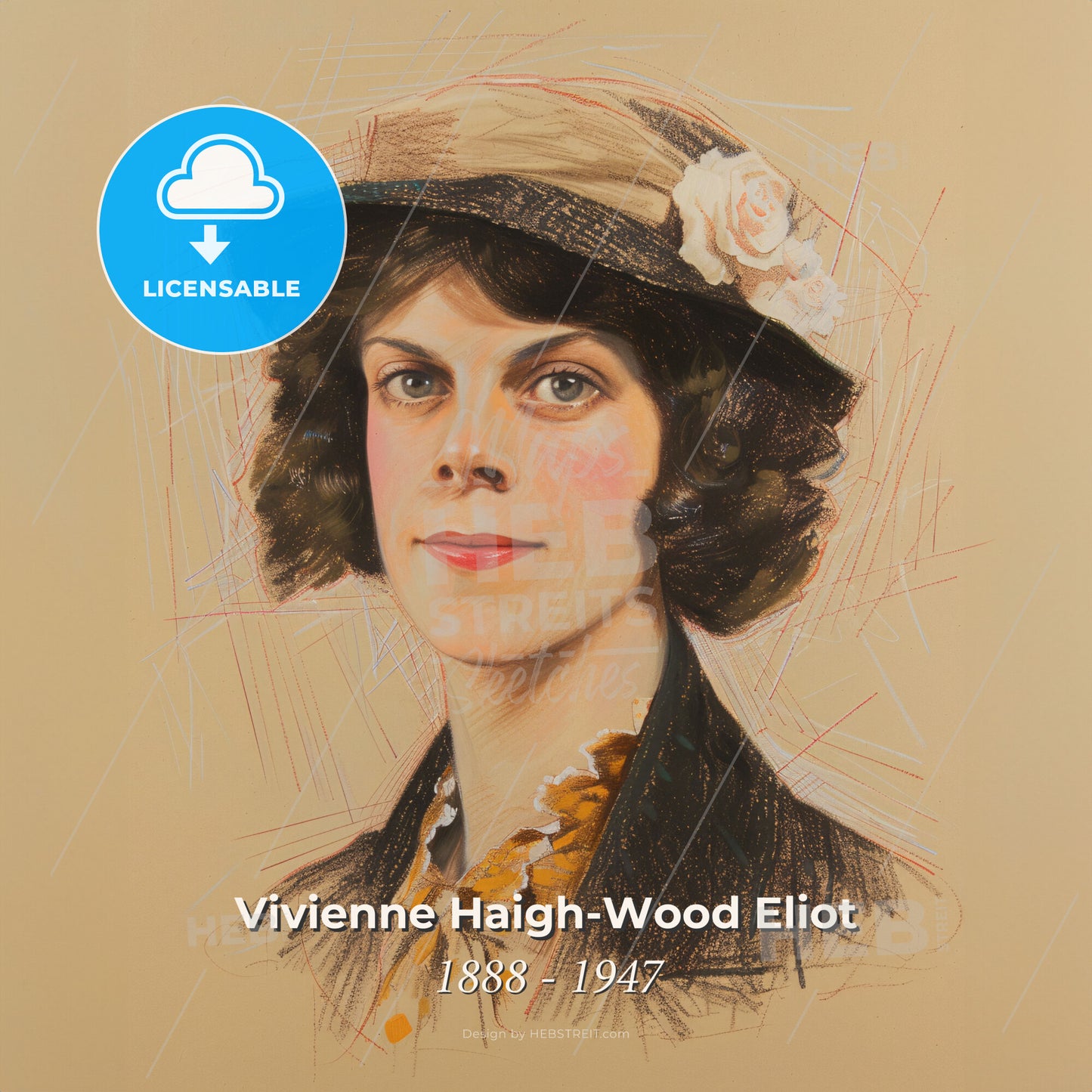 Vivienne Haigh-Wood Eliot, 1888 - 1947, British literary figure - A Woman Wearing A Hat Print Template