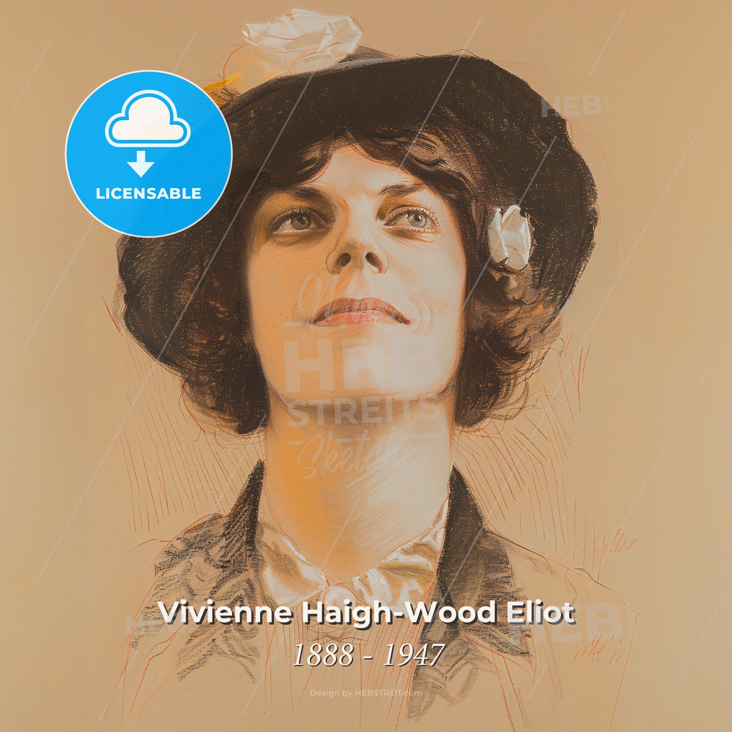 Vivienne Haigh-Wood Eliot, 1888 - 1947, British literary figure - A Woman Wearing A Hat Print Template