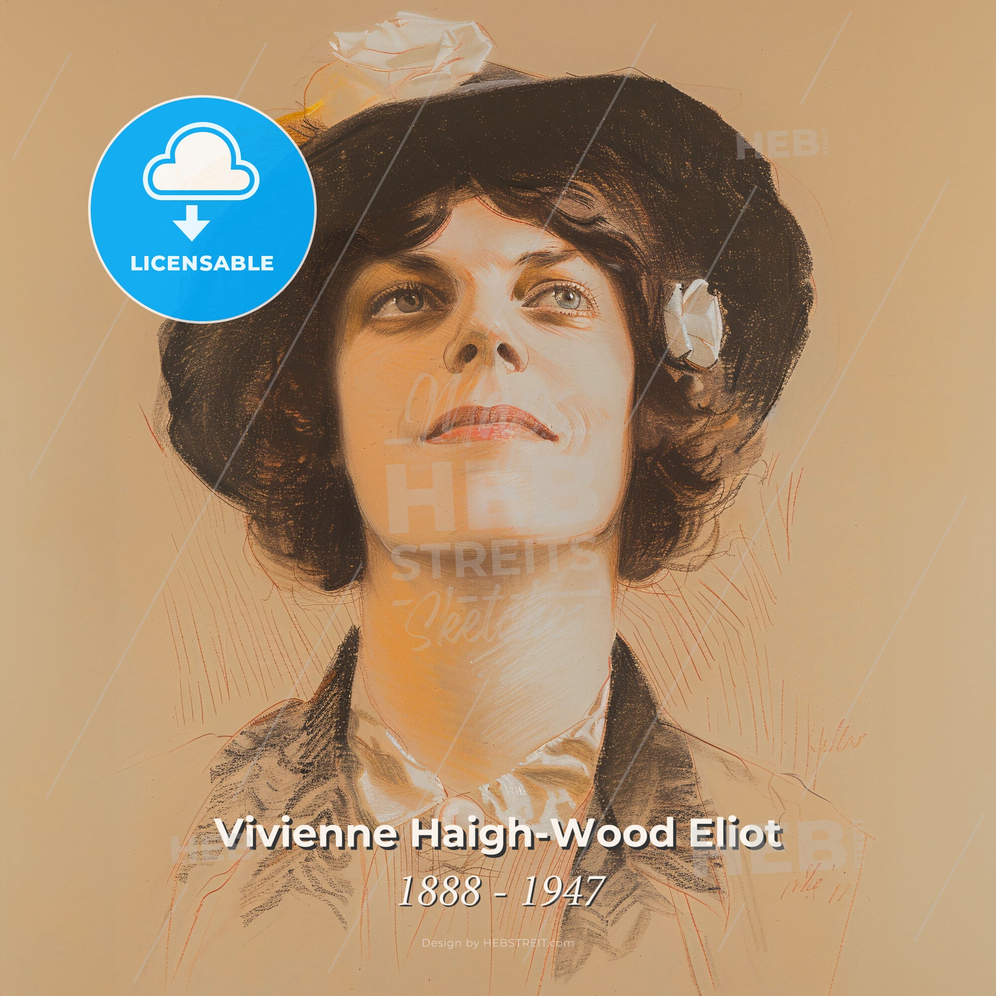 Vivienne Haigh-Wood Eliot, 1888 - 1947, British literary figure - A Woman Wearing A Hat Print Template