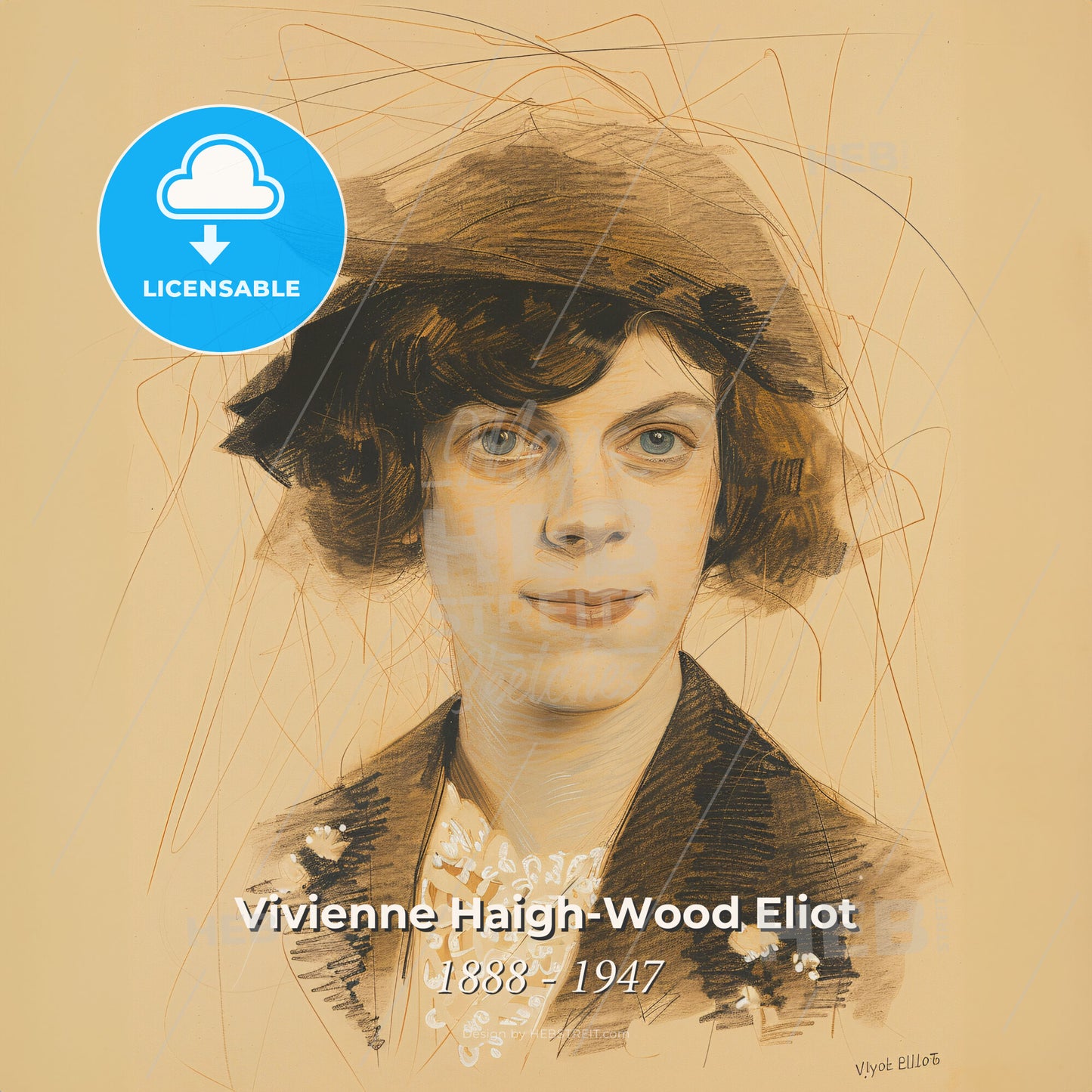 Vivienne Haigh-Wood Eliot, 1888 - 1947, British literary figure - A Drawing Of A Woman Wearing A Hat Print Template