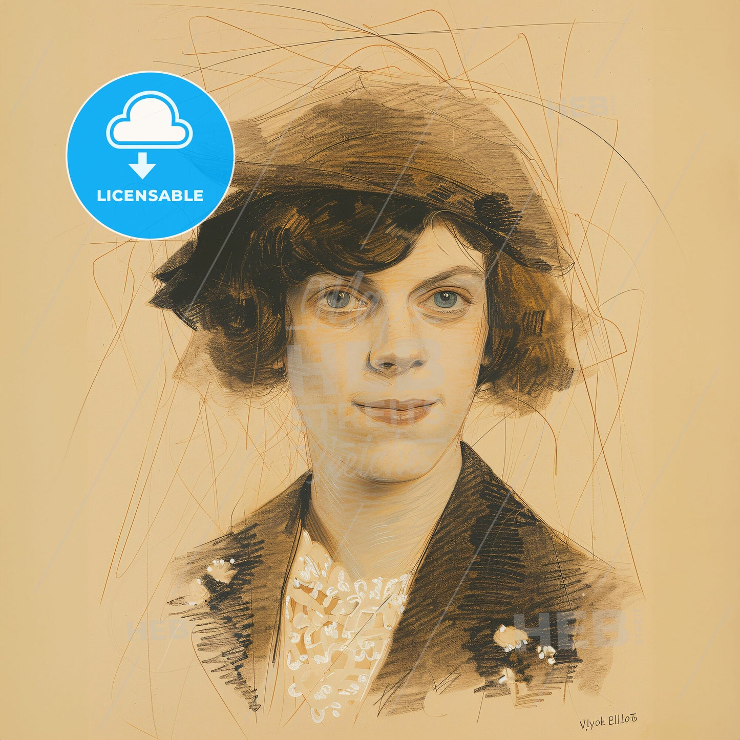 Vivienne Haigh-Wood Eliot, 1888 - 1947, British literary figure - A Drawing Of A Woman Wearing A Hat