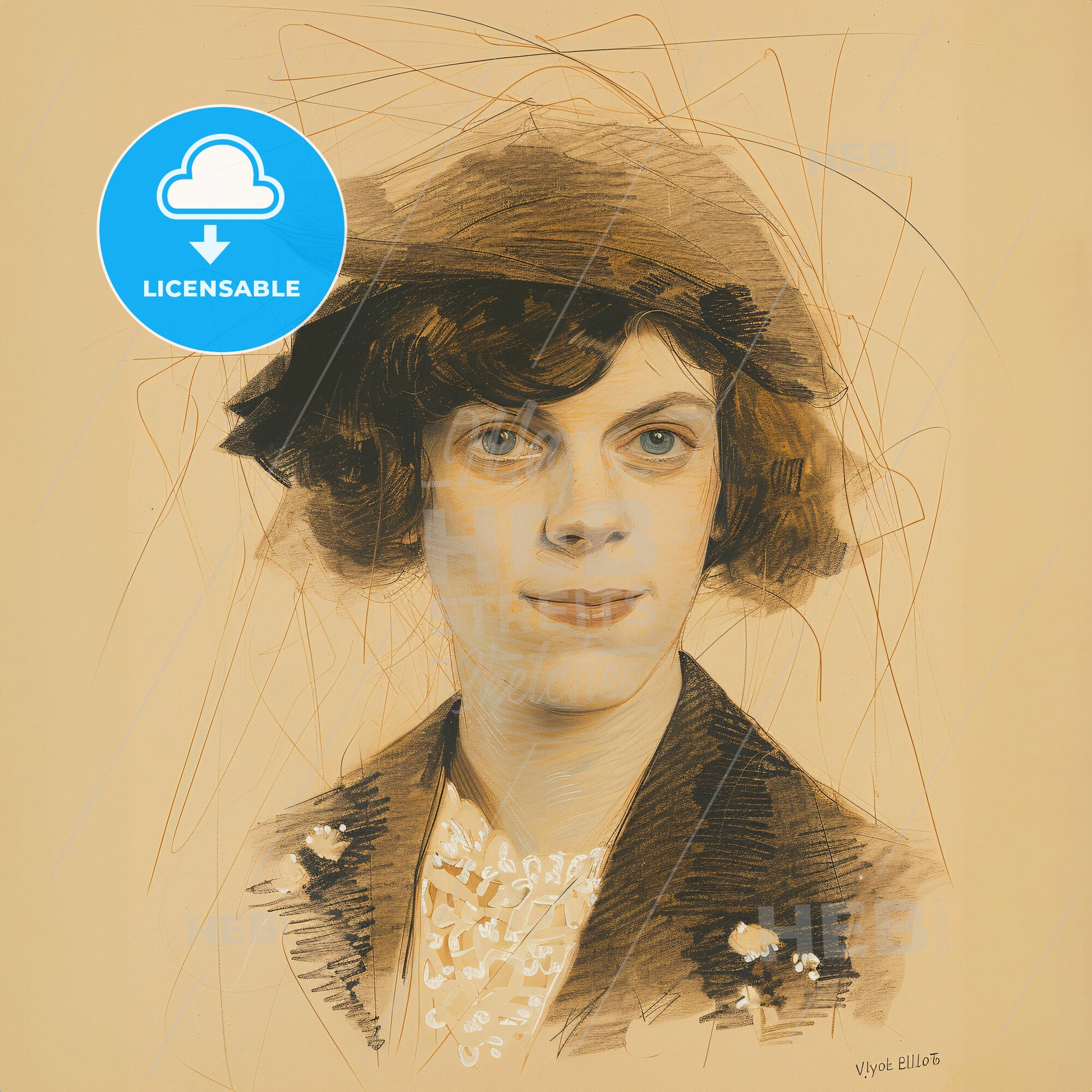 Vivienne Haigh-Wood Eliot, 1888 - 1947, British literary figure - A Drawing Of A Woman Wearing A Hat