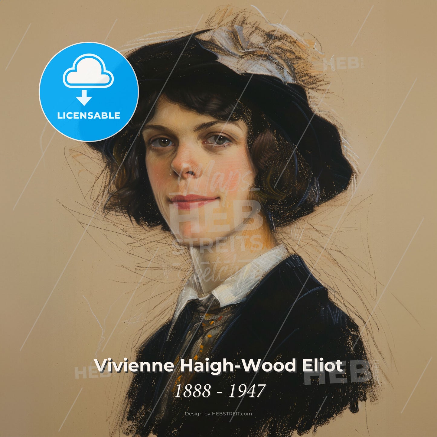 Vivienne Haigh-Wood Eliot, 1888 - 1947, British literary figure - A Drawing Of A Woman Wearing A Hat Print Template