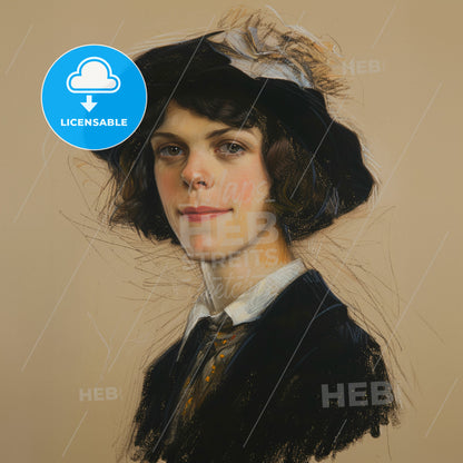 Vivienne Haigh-Wood Eliot, 1888 - 1947, British literary figure - A Drawing Of A Woman Wearing A Hat