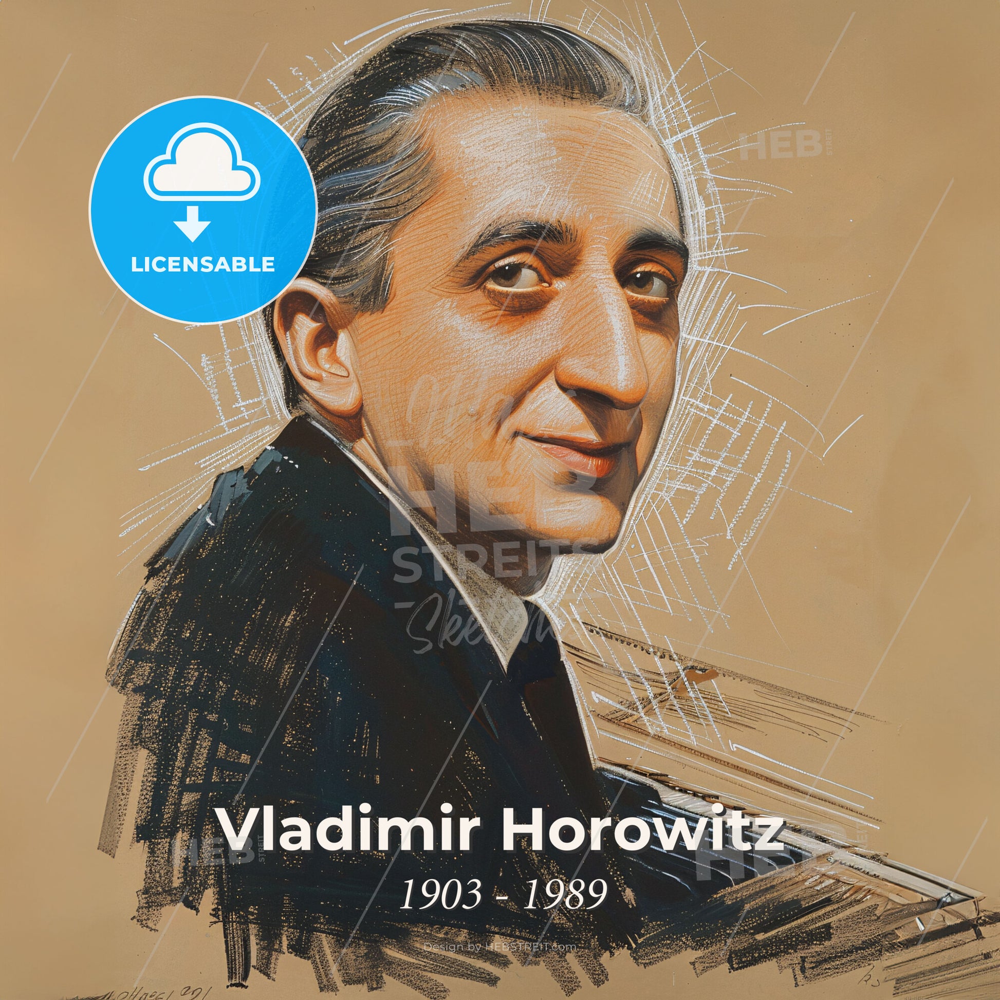 Vladimir Horowitz, 1903 - 1989, Russian-American pianist - A Man In A Suit Print Template
