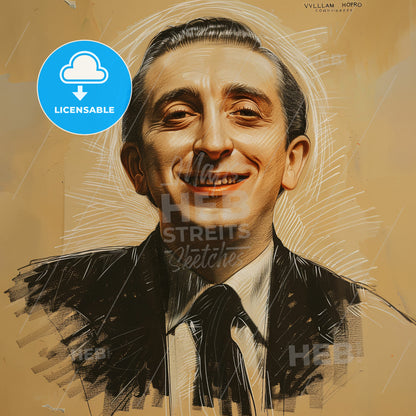 Vladimir Horowitz, 1903 - 1989, Russian-American pianist - A Man Smiling With A Tie