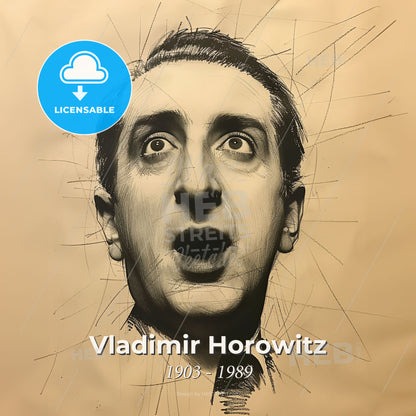 Vladimir Horowitz, 1903 - 1989, Russian-American pianist - A Drawing Of A Man With His Mouth Open Print Template