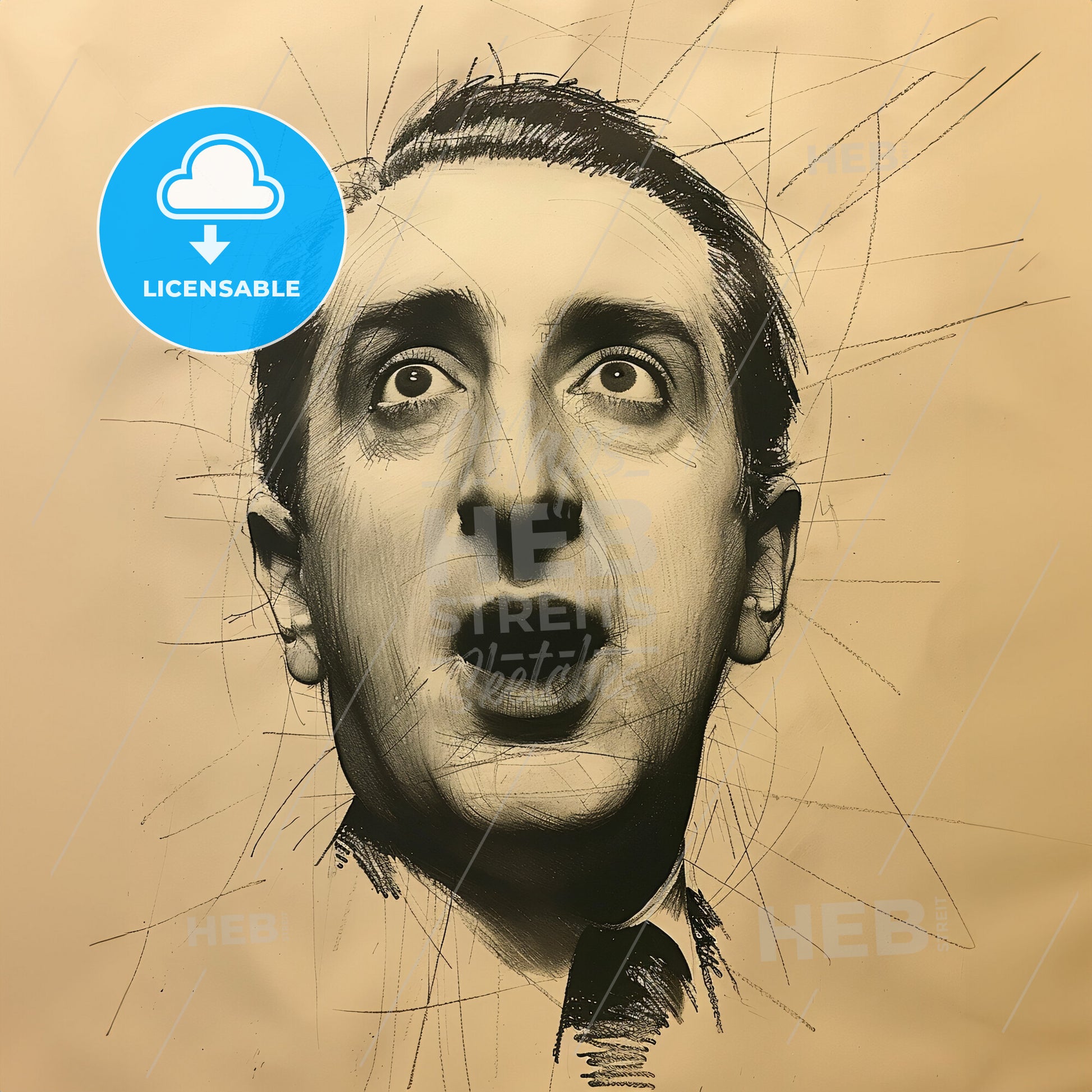 Vladimir Horowitz, 1903 - 1989, Russian-American pianist - A Drawing Of A Man With His Mouth Open