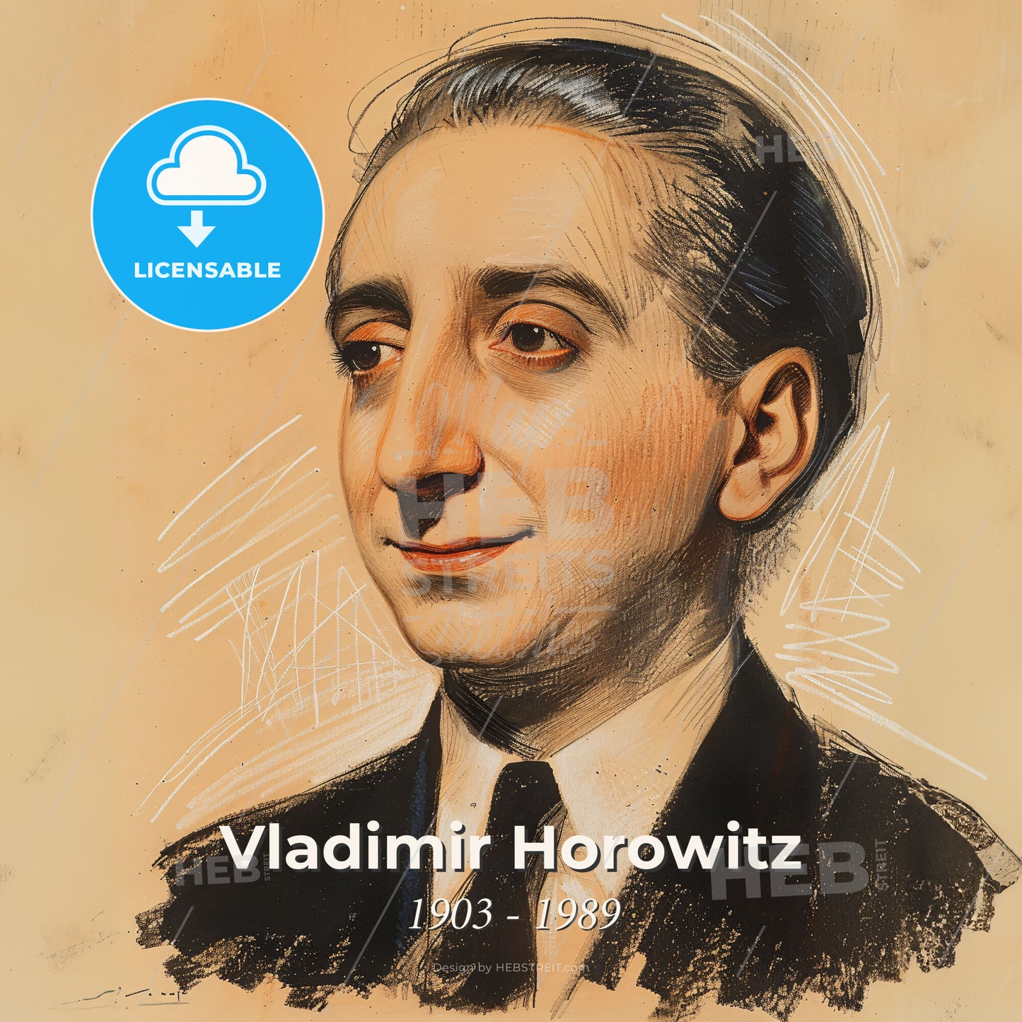 Vladimir Horowitz, 1903 - 1989, Russian-American pianist - A Drawing Of A Man Print Template