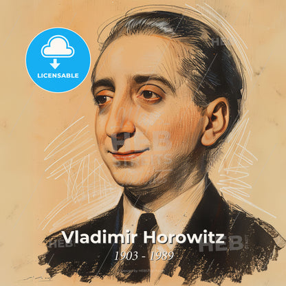 Vladimir Horowitz, 1903 - 1989, Russian-American pianist - A Drawing Of A Man Print Template