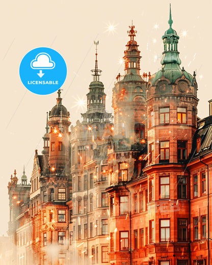 Vasteras Skyline Composite Art Glows and Sparks - A building with many windows