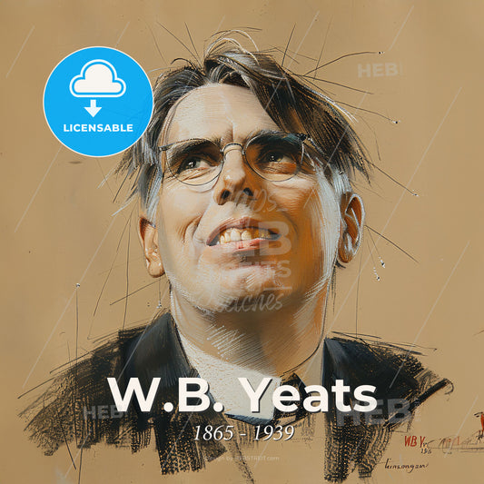 W.B. Yeats, 1865 - 1939, Irish poet - A Man With Glasses And A Tie Print Template