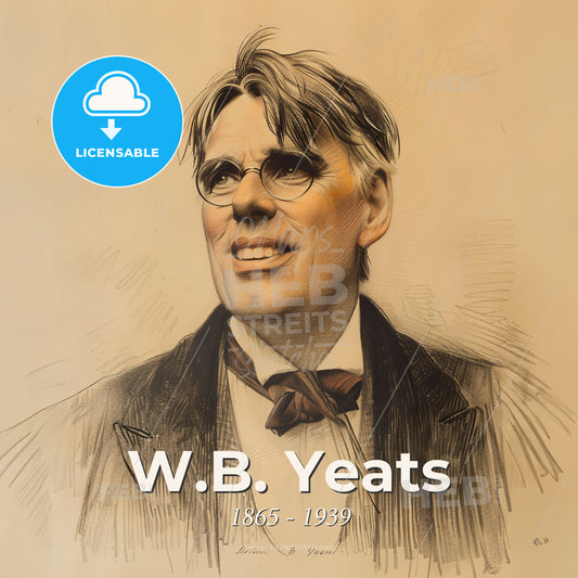 W.B. Yeats, 1865 - 1939, Irish poet - A Man Wearing Glasses And A Suit Print Template