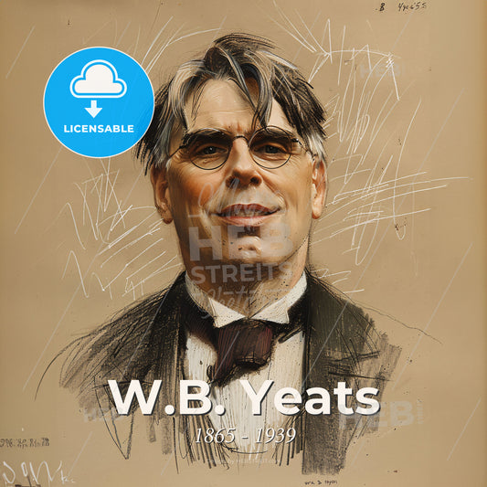 W.B. Yeats, 1865 - 1939, Irish poet - A Man In A Suit And Glasses Print Template