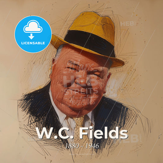 W.C. Fields, 1880 - 1946, American comedian and actor - A Man Wearing A Hat Print Template