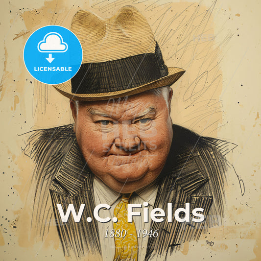 W.C. Fields, 1880 - 1946, American comedian and actor - A Man Wearing A Hat And Suit Print Template