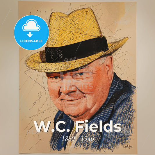 W.C. Fields, 1880 - 1946, American comedian and actor - A Man Wearing A Hat Print Template