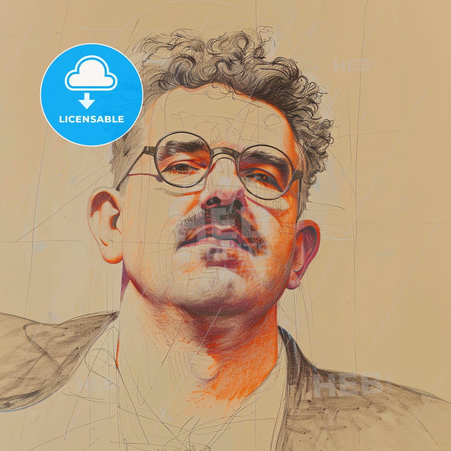 Walter Benjamin, 1892 - 1940, German philosopher - A Man With Mustache And Glasses