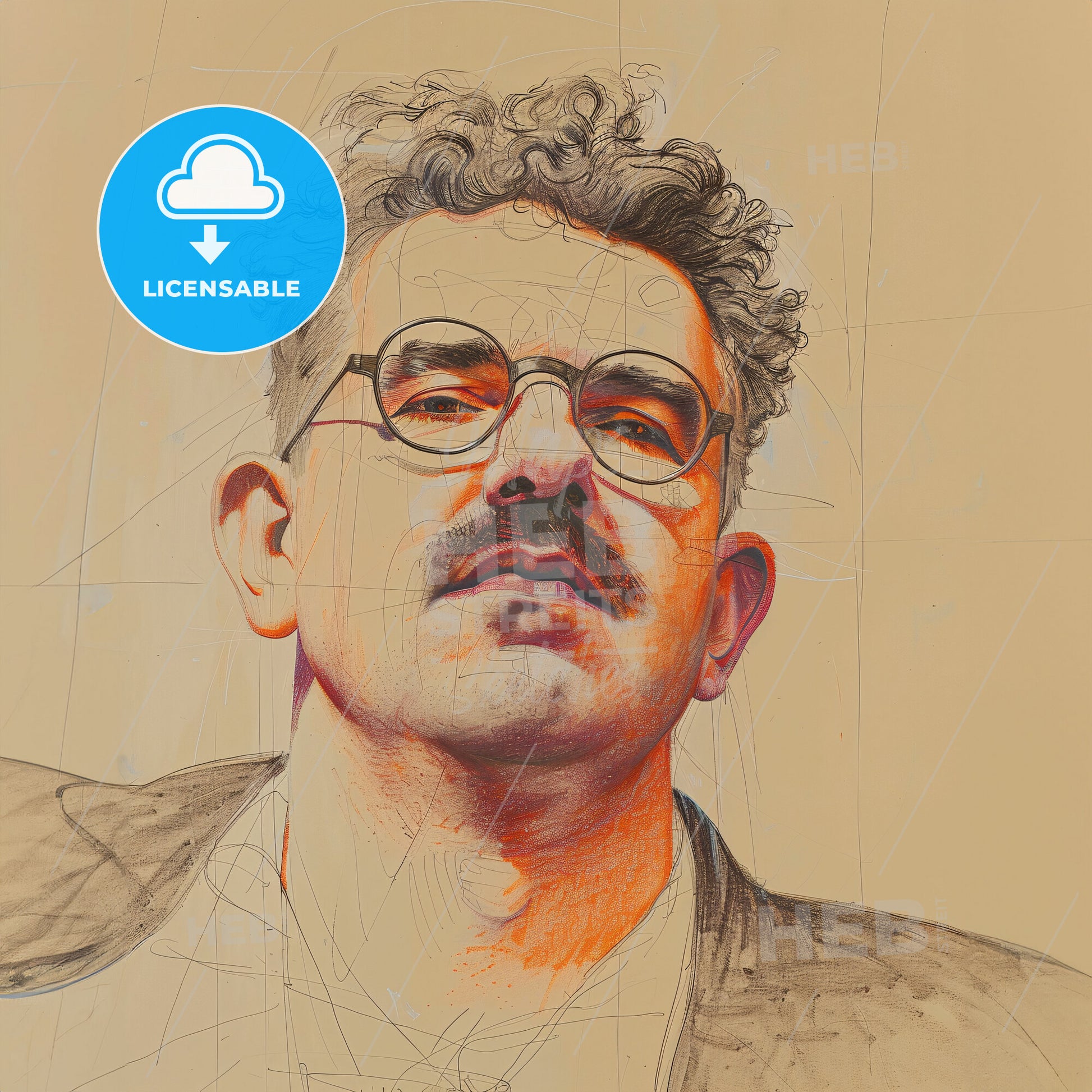 Walter Benjamin, 1892 - 1940, German philosopher - A Man With Mustache And Glasses