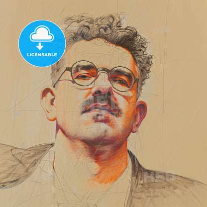 Walter Benjamin, 1892 - 1940, German philosopher - A Man With Mustache And Glasses