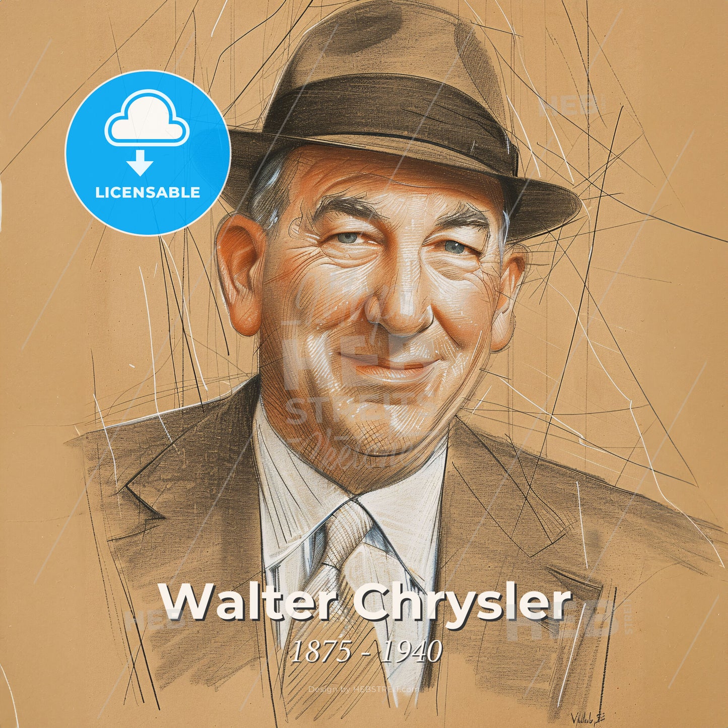 Walter Chrysler, 1875 - 1940, American automotive industry executive - A Man Wearing A Hat And Suit Print Template