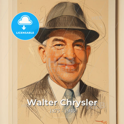 Walter Chrysler, 1875 - 1940, American automotive industry executive - A Portrait Of A Man In A Hat Print Template
