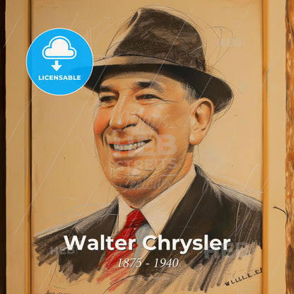 Walter Chrysler, 1875 - 1940, American automotive industry executive - A Painting Of A Man In A Hat Print Template
