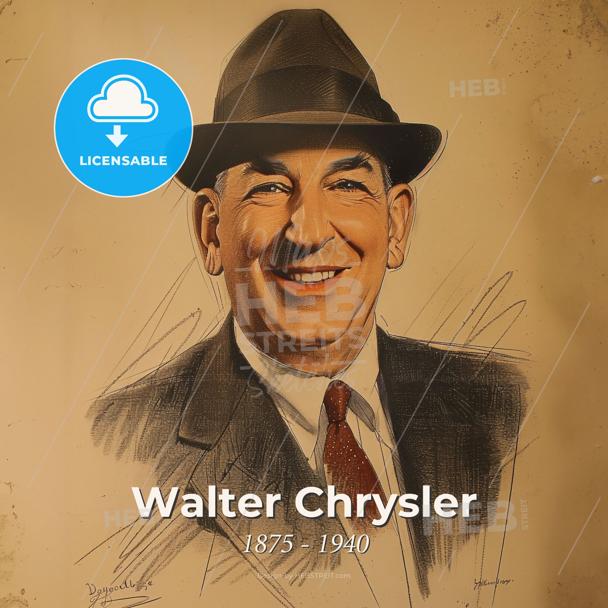 Walter Chrysler, 1875 - 1940, American automotive industry executive - A Man In A Suit And Tie Print Template
