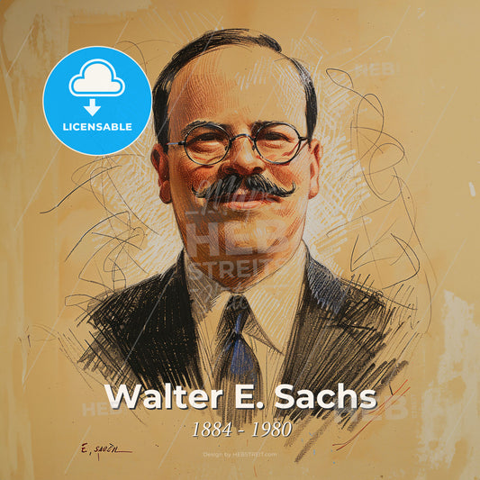 Walter E. Sachs, 1884 - 1980, American investment banker - A Man With A Mustache Wearing Glasses And A Suit Print Template