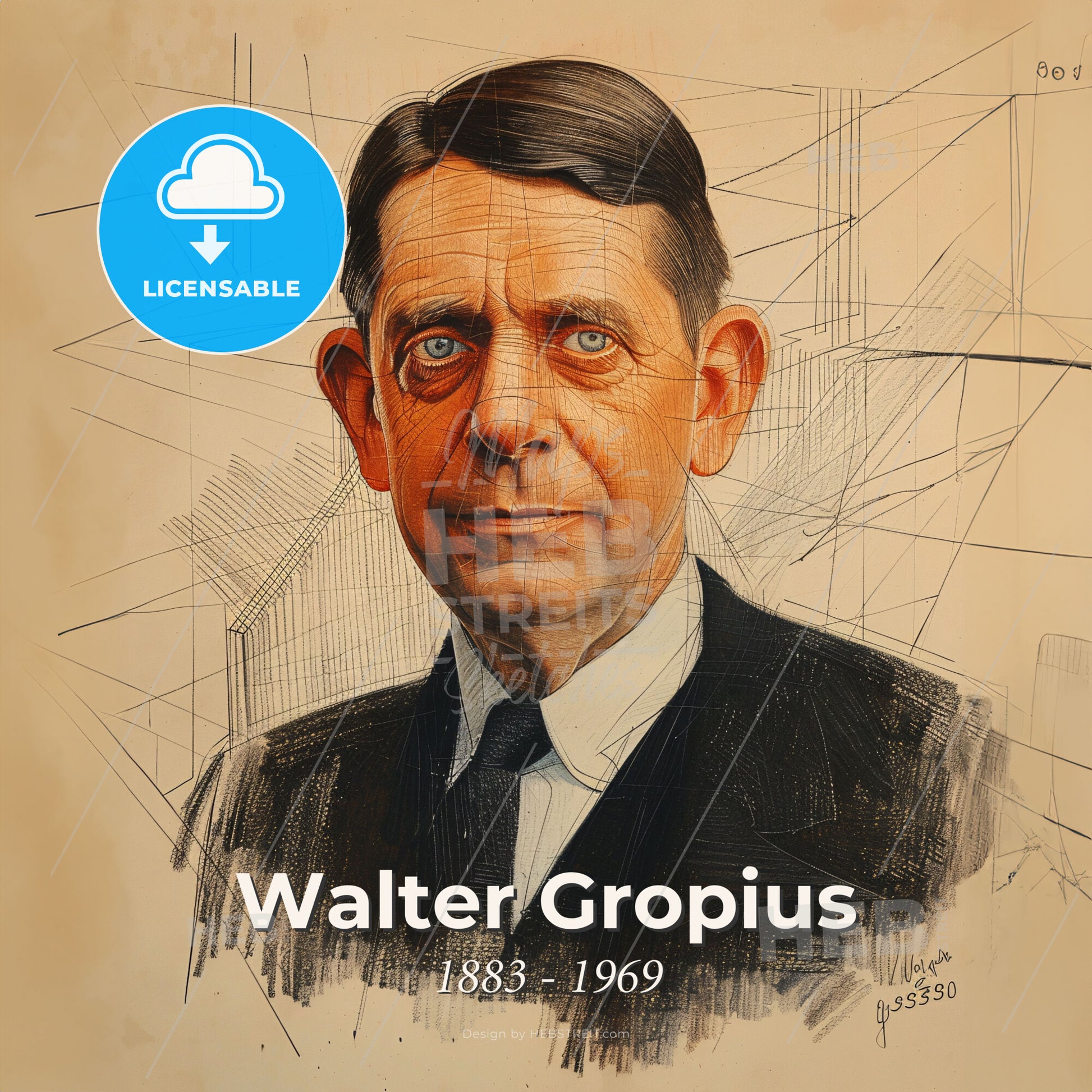 Walter Gropius, 1883 - 1969, German architect - A Man In A Suit And Tie Print Template