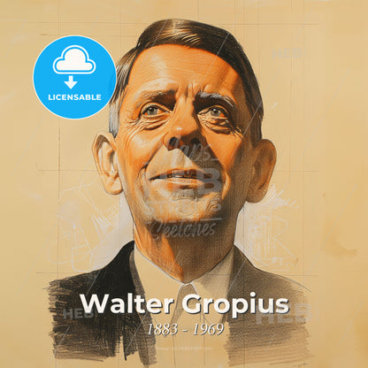 Walter Gropius, 1883 - 1969, German architect - A Drawing Of A Man Print Template