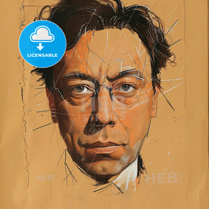 Wassily Kandinsky, 1866 - 1944, Russian painter - A Drawing Of A Man With Glasses