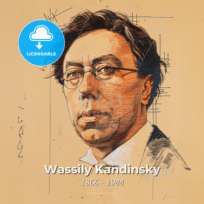 Wassily Kandinsky, 1866 - 1944, Russian painter - A Drawing Of A Man With Glasses Print Template