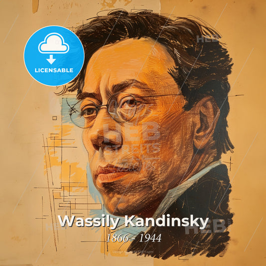 Wassily Kandinsky, 1866 - 1944, Russian painter - A Painting Of A Man With Glasses Print Template