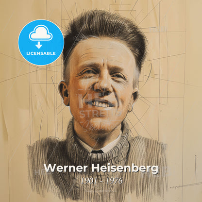Werner Heisenberg, 1901 - 1976, German physicist - A Drawing Of A Man Smiling Print Template