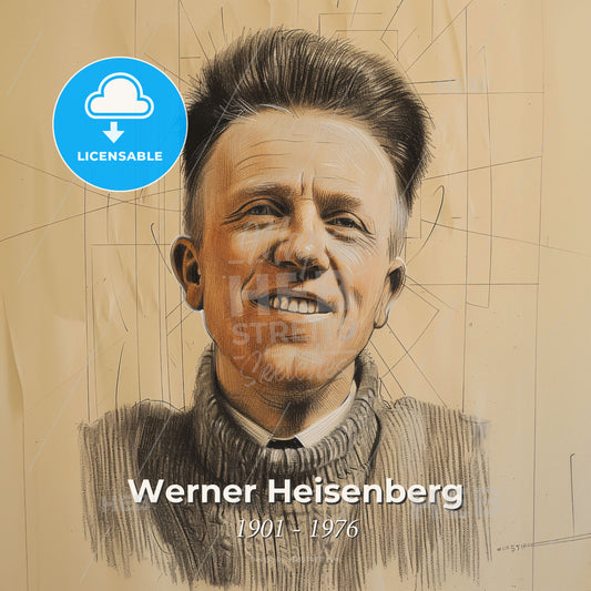Werner Heisenberg, 1901 - 1976, German physicist - A Drawing Of A Man Smiling Print Template