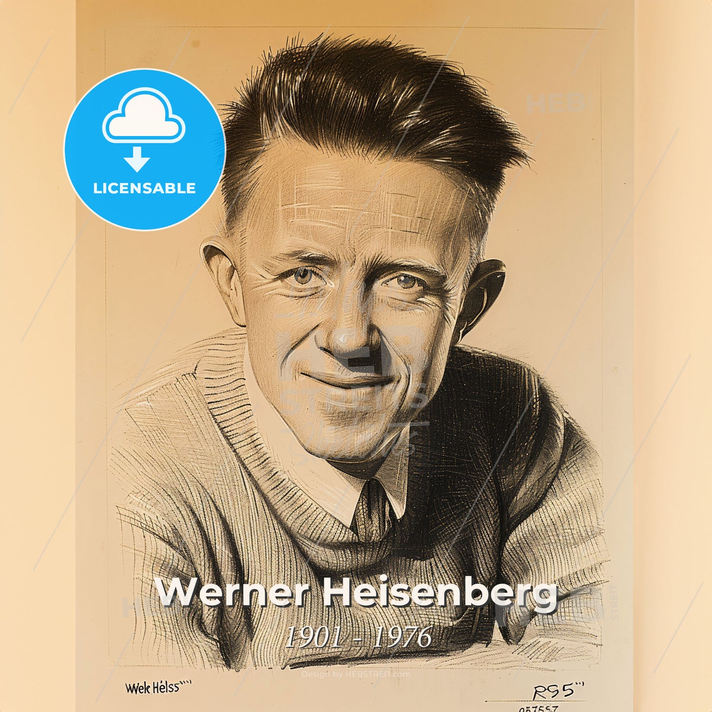 Werner Heisenberg, 1901 - 1976, German physicist - A Portrait Of A Man Print Template