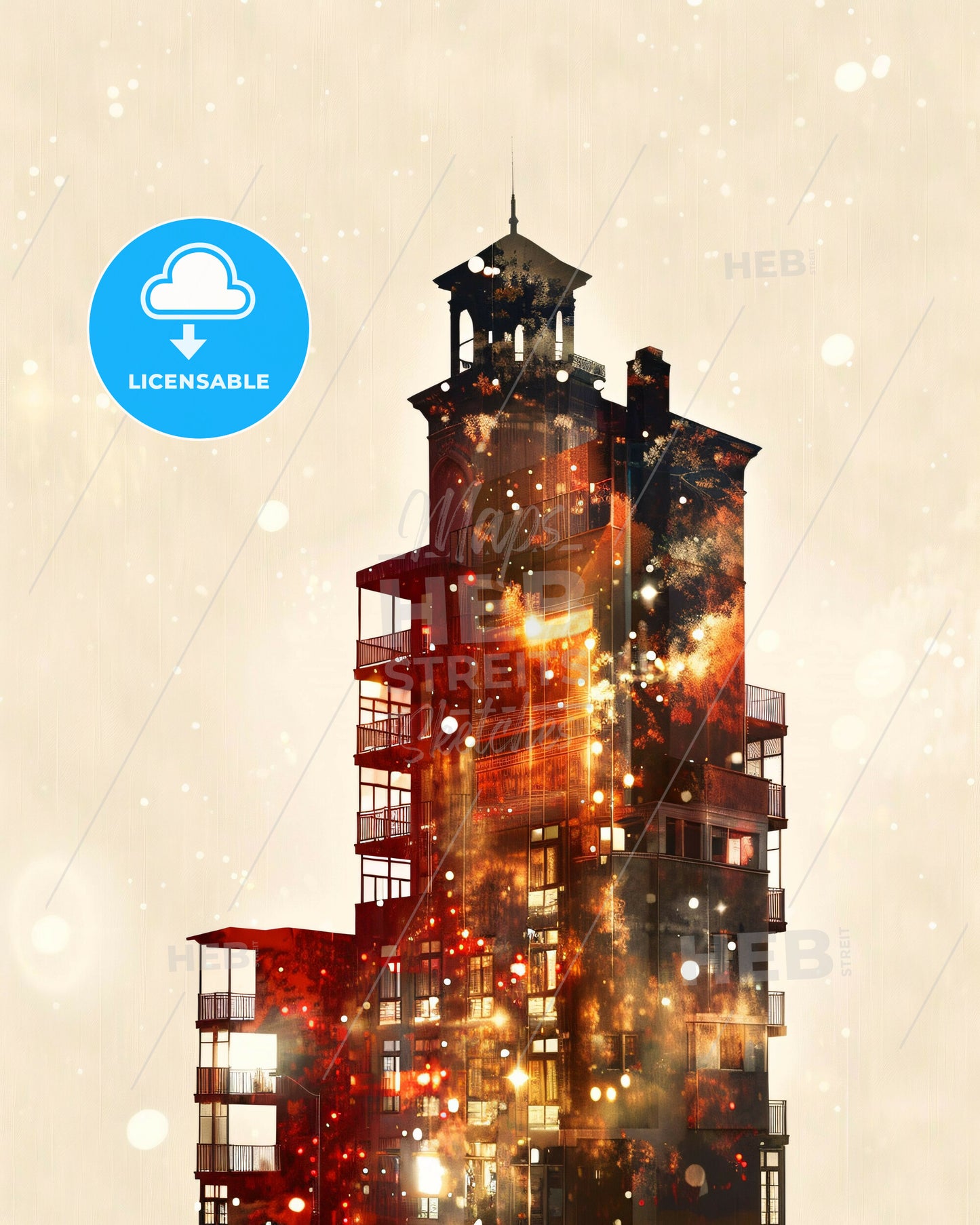 West Covina Skyline Composite Art - A building with a tower