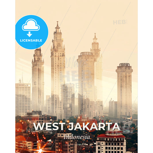 West Jakarta: Urban Canvas in Harmony - A city skyline with tall buildings - Square format print template