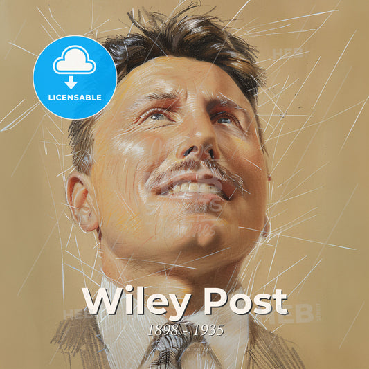 Wiley Post, 1898 - 1935, American aviator and navigator - A Man Looking Up At The Sky Print Template