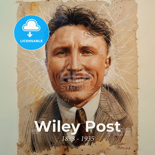 Wiley Post, 1898 - 1935, American aviator and navigator - A Man With Broken Glass Print Template