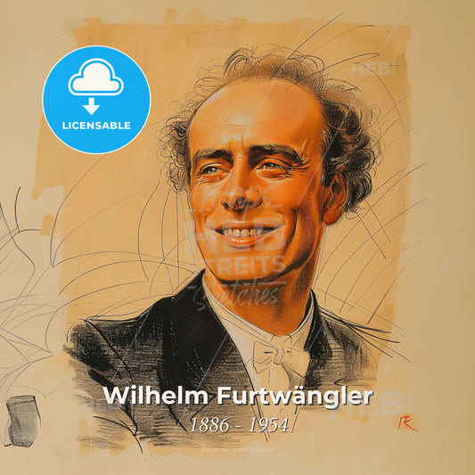 Wilhelm Furtwängler, 1886 - 1954, German conductor - A Drawing Of A Man Smiling Print Template