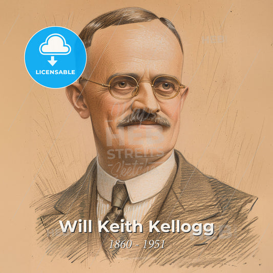 Will Keith Kellogg, 1860 - 1951, American industrialist - A Man With A Mustache Wearing Glasses Print Template