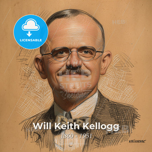 Will Keith Kellogg, 1860 - 1951, American industrialist - A Man Wearing Glasses And A Bow Tie Print Template