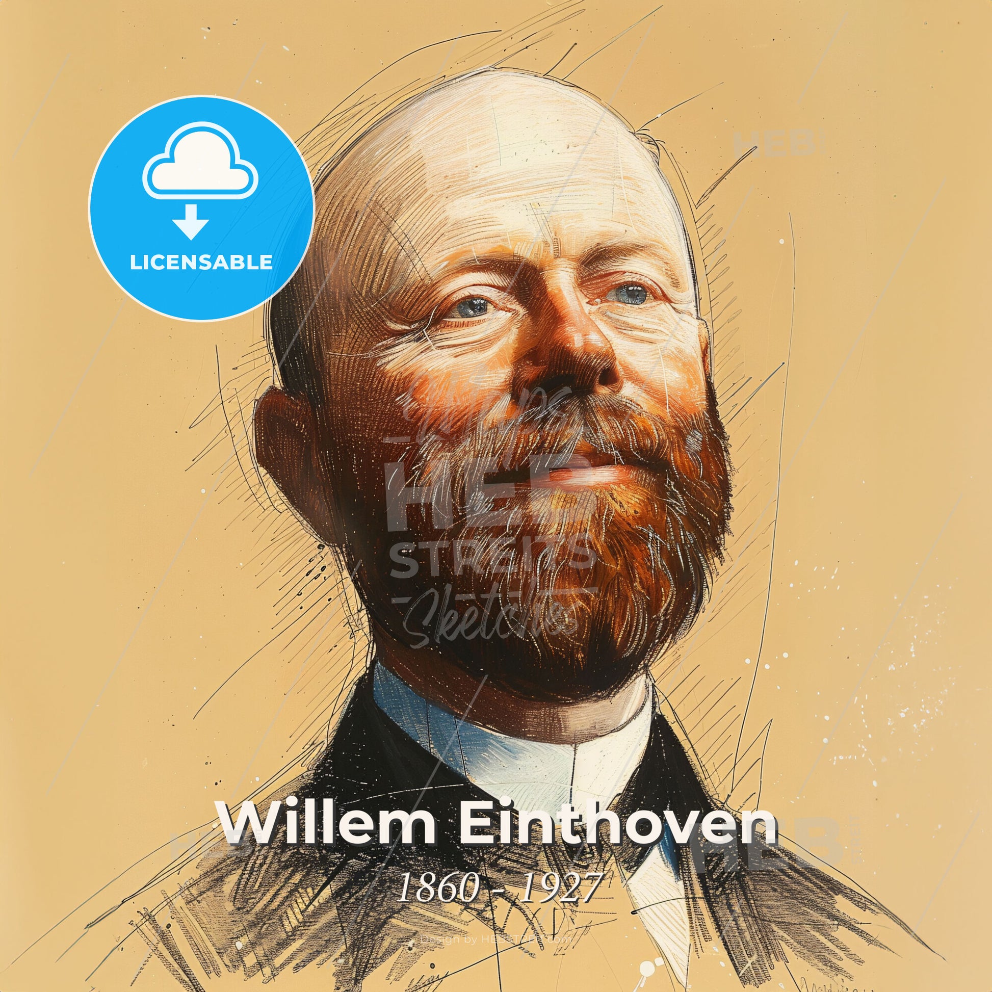 Willem Einthoven, 1860 - 1927, Dutch physician - A Man With A Beard Print Template